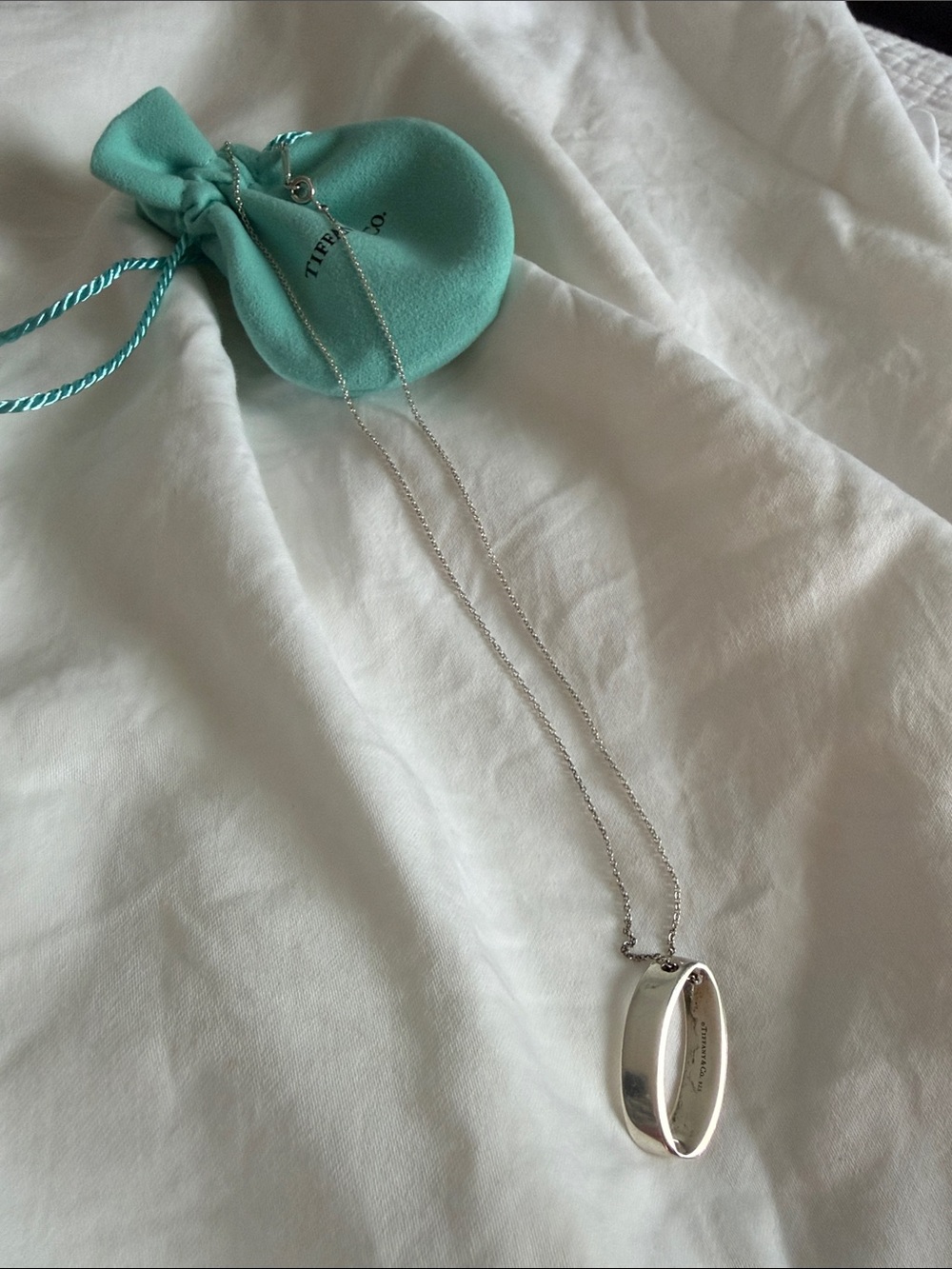 Tiffany & Co. Sterling Silver Ring Pendant Necklace - Silver